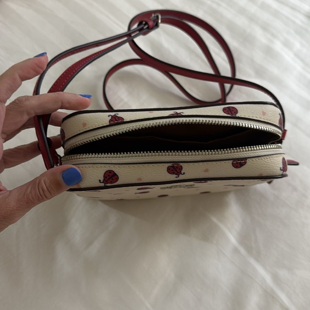 Coach Ladybug Print Cream and Red Crossbody - Picture 2 of 6